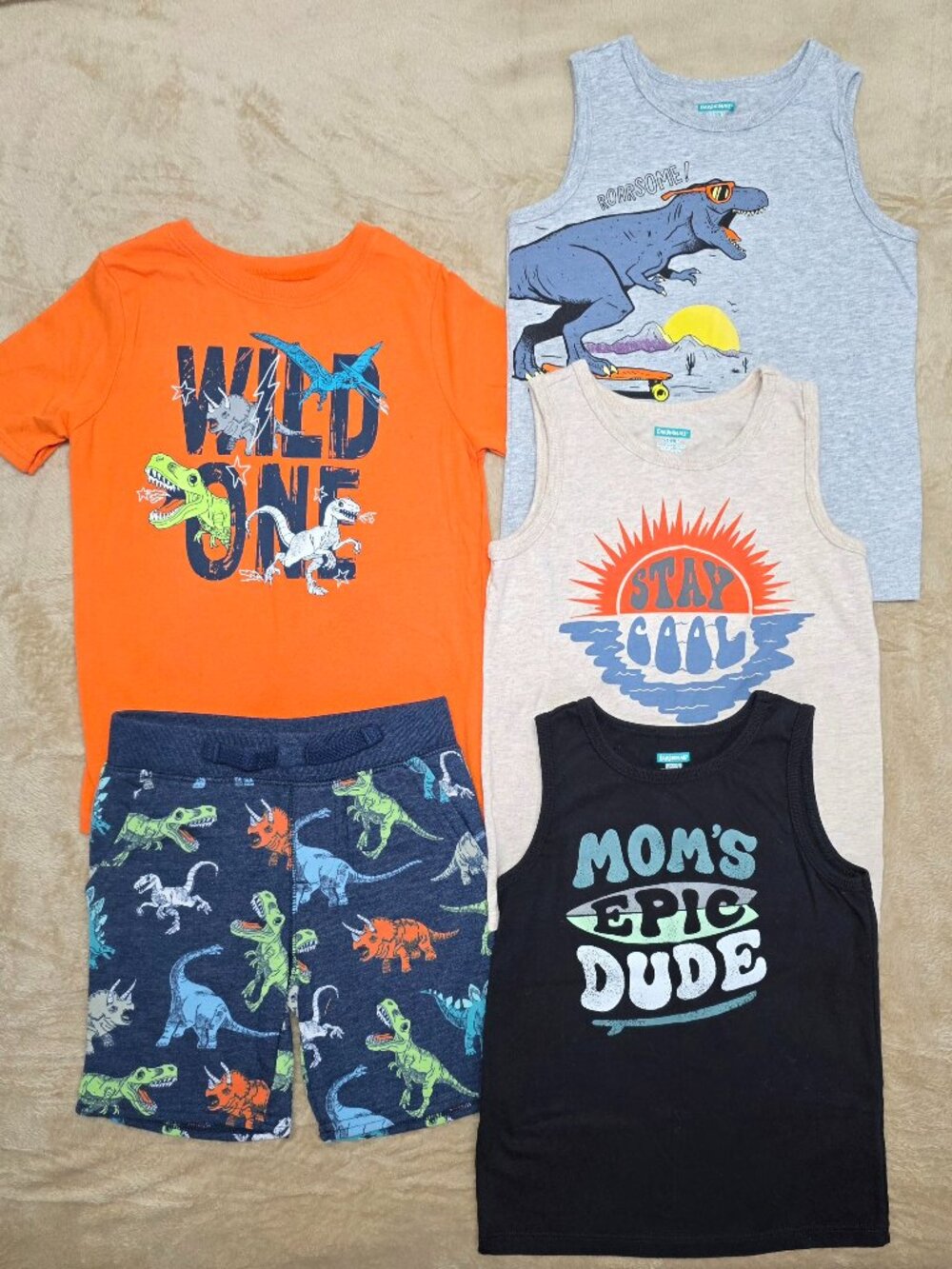 Garanimals Boys Dino Summer Bundle 5T Tanks Shirt Shorts(4T) 5 Pc